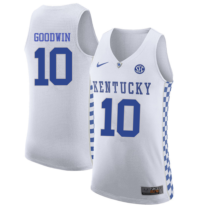 Men Kentucky Wildcats #10 Archie Goodwin College Basketball Jerseys-White - Click Image to Close